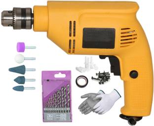Digital Craft 100% Copper Winding Electric Reversible 10mm 550W Drill Machine,13Pc HSS Drill Bit Set,5...