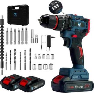 NTH THOR Brushless Motor 21V Cordless Drill , 2x21v Batteries, Metal Chuck 50Nm Torque, 2 Speed Modes ...