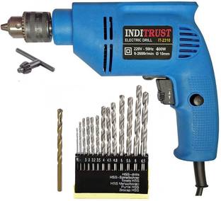 Inditrust 6-Month Warranty 400w Electric Reversible 10mm drill machine With Variable Speed With 1pc Ma...