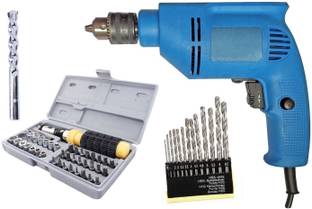 Qualigen electric drill machine 400W 10mm with 1 Masonry bit 13pc HSS drill set and 41pc socket set Pi...