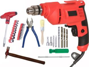 Digital Craft Electric Reversible Drill Machine 10MM 600W,T-Bar Socket Set,4 Utility Tools Pistol Grip...
