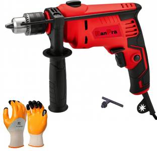 RanPra 100% COPPER ARMATURE 13MM HAMMER DRILL MACHINE WITH SAFETY GLOVES Pistol Grip Drill