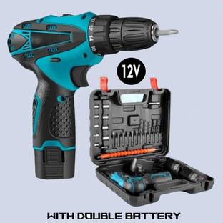 XTOOLS 12V Blue Drill machine With 2 battery Accessory tool kit set Cordless Drill