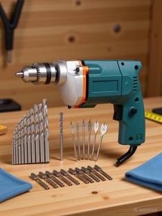 Inditrust with 13pc HSS 1pc Masonry & 6pc Flat wood bit set Machine Bit set Pistol Grip Drill