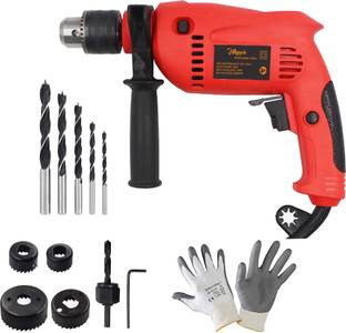 Hillgrove HGCM1082M3 700W Power Drill Machine with 5Pcs Wood Bits and 6Pcs Hole Saw Drill Bits for Making Holes in Metal/Wood/Concrete with Reverse Rotation HF0139 Pistol Grip Drill