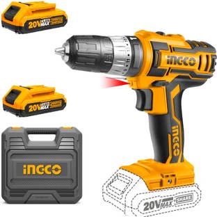 INGCO 20V Cordless Impact Drill, 2-speed 45Nm LED 2 Pcs 2.0Ah Batteries and a Charger, Carrying Case, ...