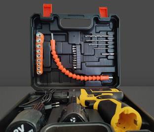 RMGS 10mm 12V Variable Speed Cordless Screwdriver Double Battery with 30 pcs Cordless Drill TOOL KIT Cordless Drill