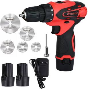 Sceptre Cordless Drill Machine 1350RPM Speed Reversible 10mm 12V Driver for Wood & Metal (25+1)Torque ...
