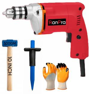 RanPra 10MM ELECTRIC DRILL MACHINE | 500GM SLEDGE HAMMER | 10INCH POINT CHISEL ( ONLY WHICH IS SHOWN I...