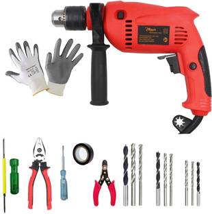 Hillgrove HGCM1084M3 700W Drill Machine with 5Pcs Hand Tool Kit, 9Pcs Drill Bit Set for Making Holes i...