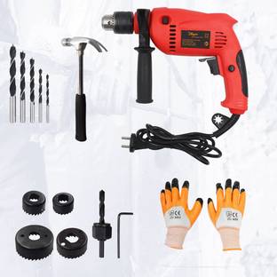 Hillgrove 100% Copper Winding HGCM394M1 Drill Machine with Hammer, 5Pcs Wood Drill Bits and Wood Hole ...