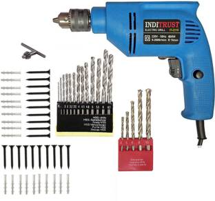 Inditrust 6-Month Warranty 100% Copper Winding 400W 10mm Reversible drill machine with 5 Pcs Masonry &...