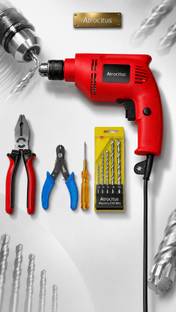 Atrocitus Atrocitus 10mm Drill with 5-Piece Masonry Bits and Hand Tools ATR743_10mm_(LR)_Masonry_PLR_W...