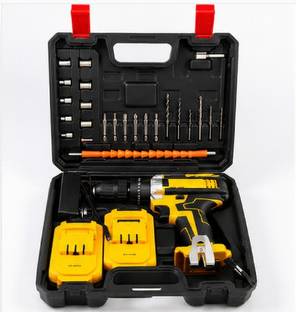 Flisco Cordless Impact Drill Machine, 2 Li-Ion Battery & Fast Charger 2-Speed Accessories Kit ,Torque ...
