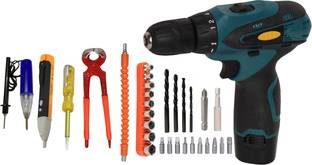 Digital Craft Cordless Drill Machine 12V,8' Pincer Plier,3 in1 Tester Kit Cordless Drill