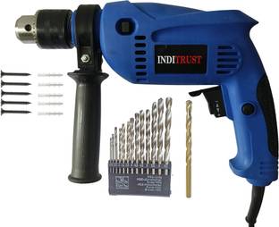 Inditrust 6-Month Warranty 700w Blue Impact drill machine set with 13pc Hss , 1pc Masonry and 5pc Gitt...
