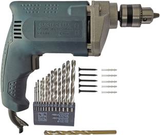 DUMDAAR 100% Copper Winding new 10mm Blue Electric drill machine with 13pc HSS 1pc Masonry & 10pc Gitt...