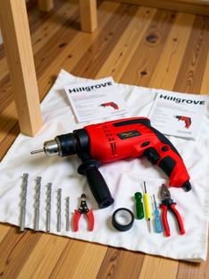 Hillgrove HGCM1167M3 700W Drill Machine with 5Pcs Hand Tool Kit, 5Pcs Masnory Drill Bits for Making Ho...