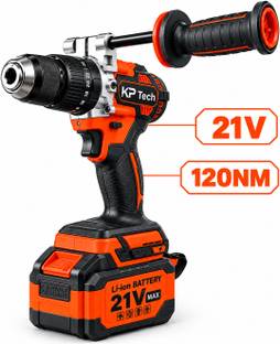 KP TECH 21V Impact Drill Machine | 120Nm Heavy Duty Cordless Drill 2 x 5.0Ah Battery | 13mm Metal Chuc...