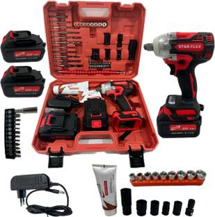 Mayur STAR-FLEX CORDLESS IMPACT WRENCH 300NM TORQUE,39+ TOOLS,2 BATTERIES & CHARGER Cordless Drill