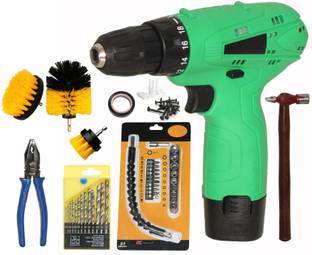Digital Craft Cordless Drill 12V,3Pc Drill Brush Set,2 Utility Tools Pistol Grip Drill
