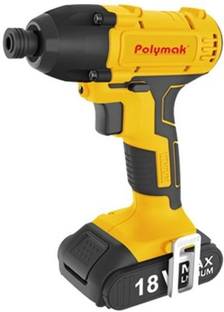 Polymak PM-CID-18VB-2B Cordless 10mm Drill Driver, powerful 18V battery, 1,300 rpm Angle Drill