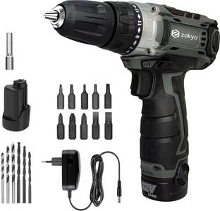 ZOKYO 12V Cordless Drill Driver machine WT CD12-28, 17+1 Mode, 1450 RPM, 10mm Keyless Chuck, 25Nm, LED...
