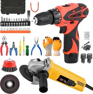RanPra 12VOLT CORDLESS DRILL AND 110MM ANGLE GRINDER WITH TOOL SET Cordless Drill
