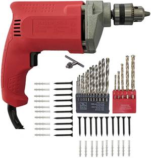 Inditrust 350w Electric drill machine 10mm & 5pc Masonry 13pc Hss bit 40pc Gitti & screw set Pistol Gr...