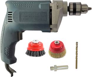 DUMDAAR 10mm Electric Drill machine 350w with 1pc 3inch Twisted & 1pc Non Twisted Cup Brush 1pc Bolt a...