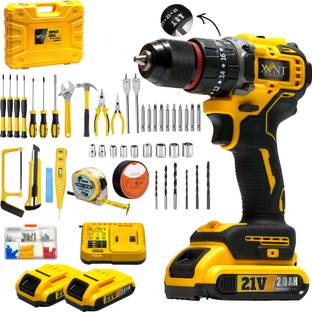 XLNT 21V Cordless Brushless Impact Drill kit, 2×2.0Ah Battery,Fast Charger Tool Set with Carrying Case...