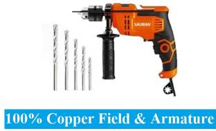 Sauran 13MM Drill Machine With 5Pcs Drill Bits For Holes With Variable Speed Trigger Pistol Grip Drill