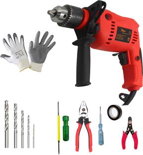 Hillgrove HGCM1086M1 700W Drill Machine with 5Pcs Hand Tool Kit, 5Pcs HSS Drill Bits for Making Holes ...
