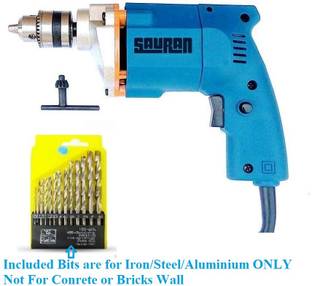 Sauran Heavy Duty machine with 13 pcs bit set for wood,Iron,Steel,Aluminium Pistol Grip Drill