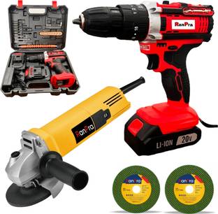RanPra 21VOLT CORDLESS DRILL AND 110MM ANGLE GRINDER Pistol Grip Drill