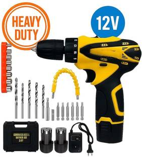Hamid 12 V MACHINE KIT CORDLESS DRILL KIT x2-12V Battery Operated Kit 2 Speed and 25pc Accessories Cordless Drill