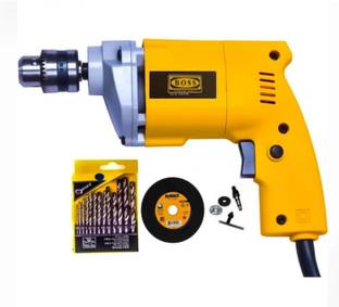 Mamodiaz Boss BS-2310 (10mm) 500W Drill Machine and Iron Cutting & Complete Set With 13 pcs Dril bit set Pistol Grip Drill
