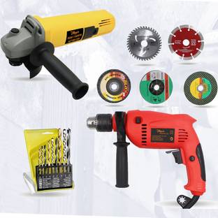 Hillgrove HG715M3 4inch Angle Grinder with 13mm Drill Machine for Making Holes Power & Hand Tool Kit