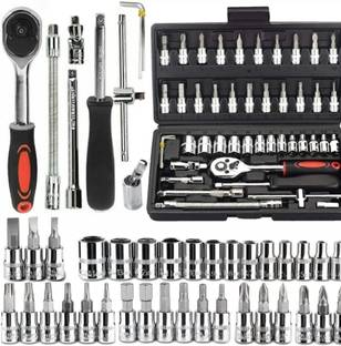 dhriyag High Quality 46 PCS 1/4 Inch Socket Set Tool Ratchet Wrench Tool Kit Hand Tool Kit