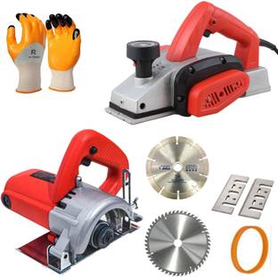 RanPra 82MM PLANER WITH 4'' INCH MARBLE CUTTER MACHINE | GLOVES SET AND 2 BLADES | Power & Hand Tool Kit