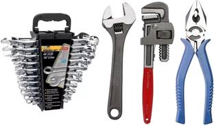 PTM 12pc double side combination wrench# pipe wrench8inch#plier8inch#adjustable8inch Power & Hand Tool Kit