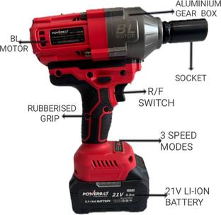 MPT PBT-CL-21WR1000 CORDLESS BRUSHLESS IMPACT WRENCH 21V LI-ION BATTERY,1000NM MAX TORQUE & CHARGER Cordless Drill
