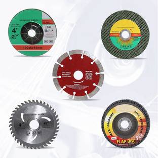 Hillgrove HGACC34M2 5Pcs Angle Grinder Wheels,Metal/Wood/Tile Cutting|Grinding|Flap Disk Hand Tool Kit
