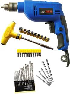 Inditrust 400W 10mm reversible drill machine 22pc Socket set 13pc HSS and 5pc masonry set Power & Hand Tool Kit