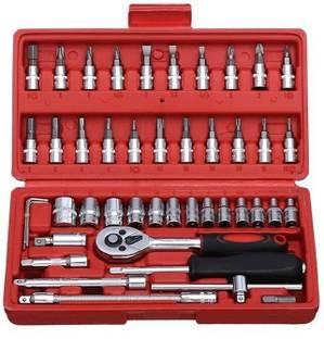 Khadija 46Pcs 1/4inch CR-V Steel Professional Socket Set