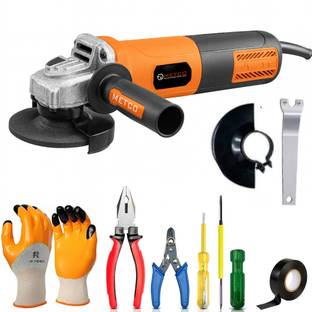 RanPra 4 INCH ANGLE GRINDER HEAVY DUTY WITH 4 HANDTOOL SET AND SAFTY GLOVES Power & Hand Tool Kit