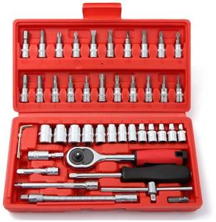 ZYRIAN Tool Kit 46-Piece 1/4-inch Screwdriver Drive Socket Wrench Set Ratchet Mechanic Hand Tool Kit