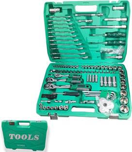 VOLTZ VZ-TK-121 PCS Socket & Spanner Tool Set 1/2" 3/8" 1/4" Ratchet Kit Hand Tool Kit