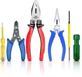 ARQEST 8"inch Plier with 6 Inch Nose Plier Wire Cutter Line Tester 2in1 Screwdriver Hand Tool Kit