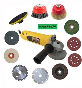 DUMDAAR Heavy duty Angle Grinder Machine with 11pc Multi Wheel set Power & Hand Tool Kit